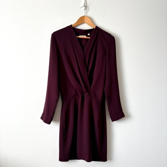 Aritzia Babaton Gershwin Wrap Dress Dark Purple Maroon Size 4 - Picture 4 of 8